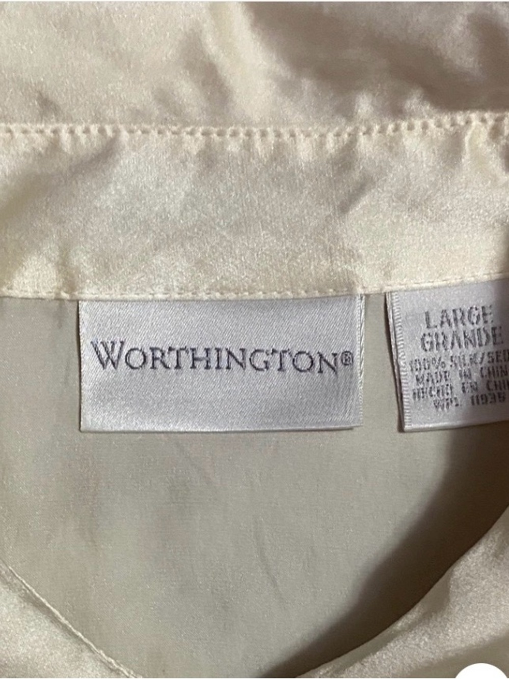 Worthington women’s size large 100% silk, long sleeve dress blouse - Picture 2 of 16